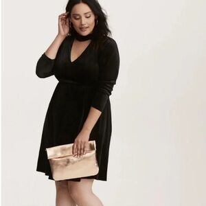Torrid velvet high neck cut out skater dress